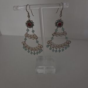 Dazzling Swarovski Pacific Opal Crystals Dangle Earrings